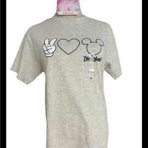 Disney Parks Peace Sign Love Mickey Mouse Disneyland T-Shirt Small Blouse Grey